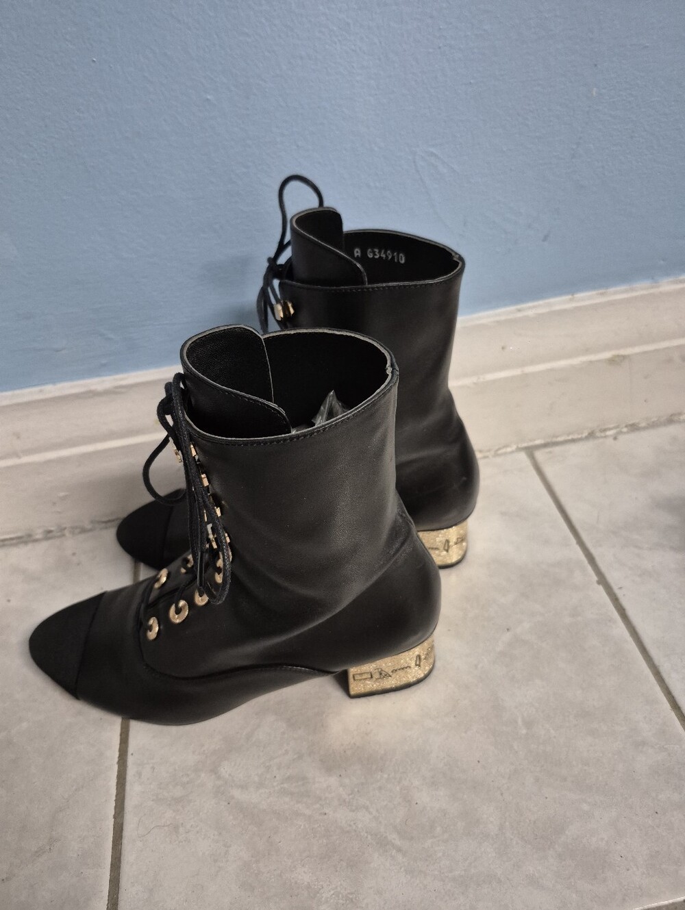 RARE CHANEL RUNWAY BOOTS ✨Authentic Chanel Lace-Up Ankle Boots (Style G34910) - Picture 4 of 7
